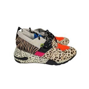 Steve Madden Cliff Leopard Wedge Sneakers Fabric/Cow Hair Leather US Womens 9.5M